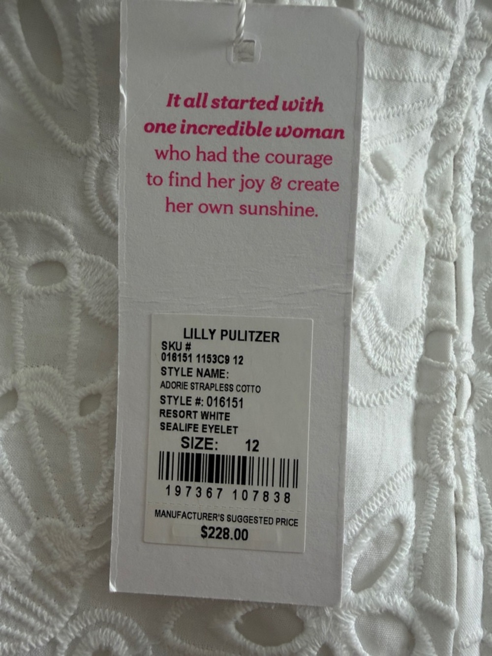 Lilly Pulitzer White Strapless Eyelet Ruffle-Hem Dress - Picture 6 of 6